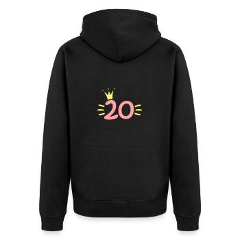 20 Geburtstag Krone - Unisex Premium Bio Zip Hoodie - Schwarz - Hinten - Nico (187cm)