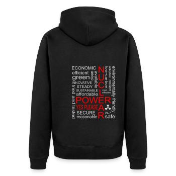 Atomkraft, Ja bitte, Kernenergie - Unisex Premium Bio Zip Hoodie - Schwarz - Hinten - Nico (187cm)