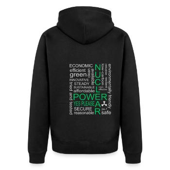 Atomkraft, Ja bitte, Kernenergie - Unisex Premium Bio Zip Hoodie - Schwarz - Hinten - Nico (187cm)