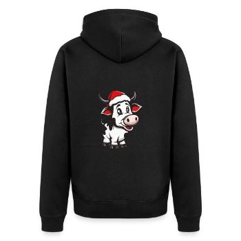 Kuh Weihnachten - Unisex Premium Bio Zip Hoodie - Schwarz - Hinten - Nico (187cm)