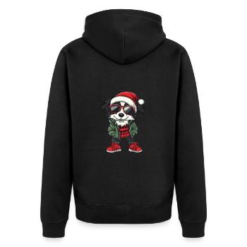 Border Collie Chien Noël Noël - Veste à capuche bio Premium Unisexe - noir - Dos - Nico (187cm)