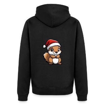Squirrel Christmas Christmas - Unisex Premium Organic Zip Hoodie - black - Back - Nico (187cm)