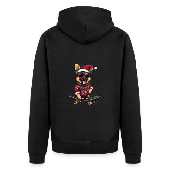 German Shepherd Christmas Funny - Unisex Premium Organic Zip Hoodie - black - Back - Nico (187cm)