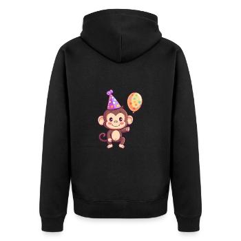 Affe Geburtstag Baby - Unisex Premium Bio Zip Hoodie - Schwarz - Hinten - Nico (187cm)