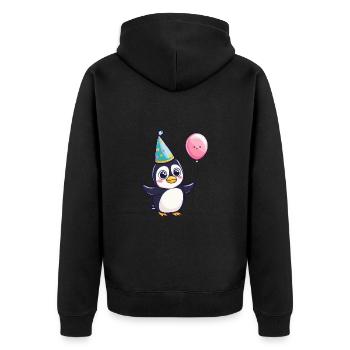 Pinguin Geburtstag Baby - Unisex Premium Bio Zip Hoodie - Schwarz - Hinten - Nico (187cm)