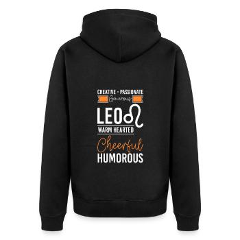 Leo Constellation Star - Unisex Premium Organic Zip Hoodie - black - Back - Nico (187cm)