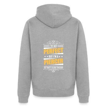 Piercer Tattoo Studio - Unisex Premium Bio Zip Hoodie - Grau meliert - Hinten - Nico (187cm)