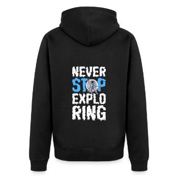 Astronaut sterne - Unisex Premium Bio Zip Hoodie - Schwarz - Hinten - Nico (187cm)