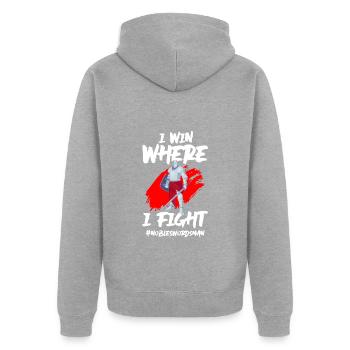 Schwertkämpfer Kämpfer Dolch Japan - Unisex Premium Bio Zip Hoodie - Grau meliert - Hinten - Nico (187cm)