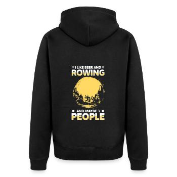 Boot Achter Rudermannschaft - Unisex Premium Bio Zip Hoodie - Schwarz - Hinten - Nico (187cm)
