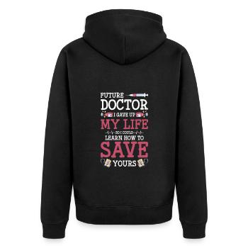 Doctor Love Heart - Unisex Premium Organic Zip Hoodie - black - Back - Nico (187cm)