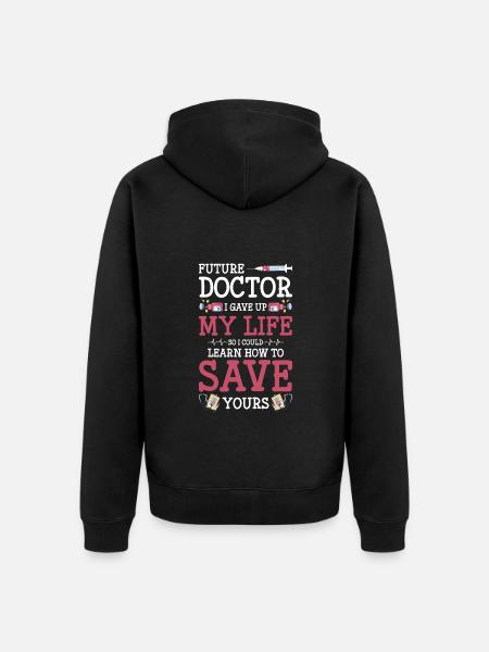 Doctor Love Heart - Unisex Premium Organic Zip Hoodie - black