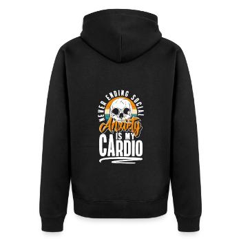 Sarkasmus Menschenmenge Gemein - Unisex Premium Bio Zip Hoodie - Schwarz - Hinten - Nico (187cm)