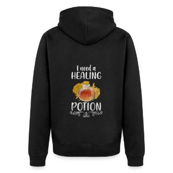 Potion Natural Plants Tea - Unisex Premium Organic Zip Hoodie - black - Back - Nico (187cm)