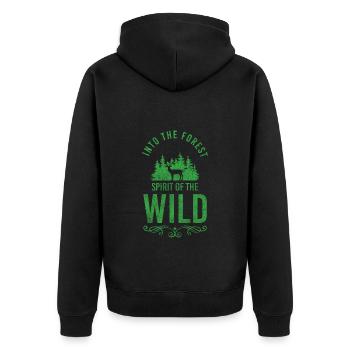 Baum Wandern Tiere Forstwirt - Unisex Premium Bio Zip Hoodie - Schwarz - Hinten - Nico (187cm)