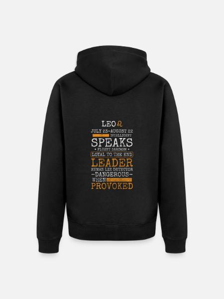 Leo Astrology Birth Month Leo - Unisex Premium Organic Zip Hoodie - black