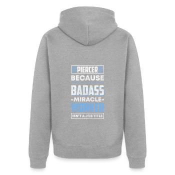 Piercer Art Bijoux Douleur - Veste à capuche bio Premium Unisexe - gris chiné - Dos - Nico (187cm)