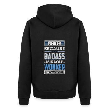 Piercer Kunst Schmuck Schmerz - Unisex Premium Bio Zip Hoodie - Schwarz - Hinten - Nico (187cm)