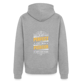 Piercer Studio Profession sans douleur - Veste à capuche bio Premium Unisexe - gris chiné - Dos - Nico (187cm)