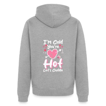 Schmusen Kuschelig Zärtlichkeit Familie - Unisex Premium Bio Zip Hoodie - Grau meliert - Hinten - Nico (187cm)