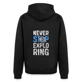 Weltall Sterne Rakete - Unisex Premium Bio Zip Hoodie - Schwarz - Hinten - Nico (187cm)