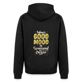 Morgenmuffel Humor Milch - Unisex Premium Bio Zip Hoodie - Schwarz - Hinten - Nico (187cm)