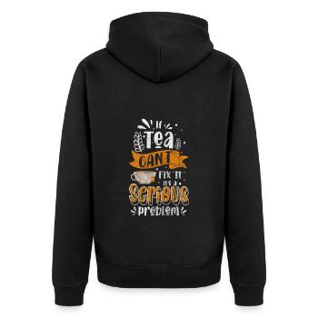 Tea Lover Recreation Teapot - Unisex Premium Organic Zip Hoodie - black - Back - Nico (187cm)