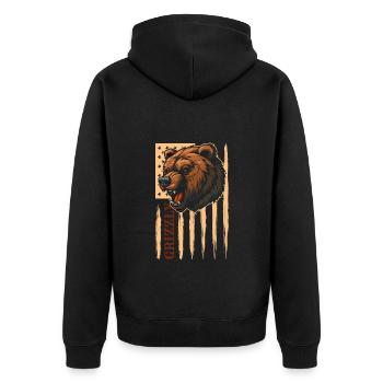 Bär Nordisch Grizzly Tierkreiszeichen - Unisex Premium Bio Zip Hoodie - Schwarz - Hinten - Nico (187cm)
