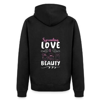 Parfum Riechen Duftspray Liebhaber - Unisex Premium Bio Zip Hoodie - Schwarz - Hinten - Nico (187cm)