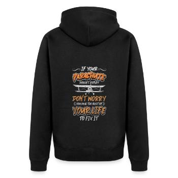 Skydive Sport Adrenalin Fallschirmsport - Unisex Premium Bio Zip Hoodie - Schwarz - Hinten - Nico (187cm)