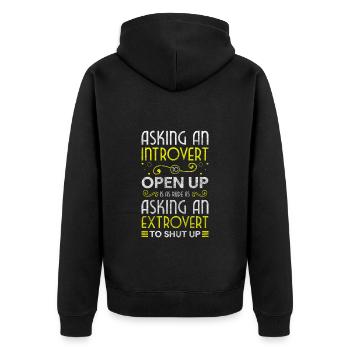 Introvertiert Mensch Allein Alleinstehend - Unisex Premium Bio Zip Hoodie - Schwarz - Hinten - Nico (187cm)