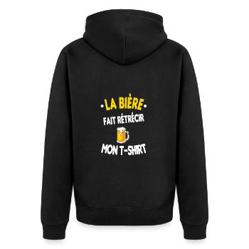 La bière fait rétrécir mon t-shirt humour - Veste à capuche bio Premium Unisexe - noir - Dos - Nico (187cm)