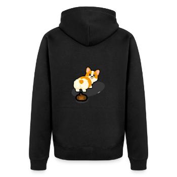 Corgi's Entspannte Pause gegen Nzs - Unisex Premium Bio Zip Hoodie - Schwarz - Hinten - Nico (187cm)