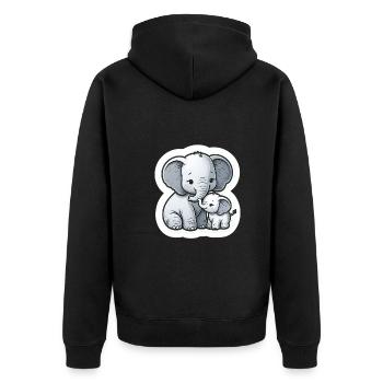 Cute baby elephant with heart balloon elephant mom - Unisex Premium Organic Zip Hoodie - black - Back - Nico (187cm)