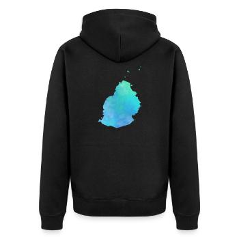 Mauritius - Unisex Premium Bio Zip Hoodie - Schwarz - Hinten - Nico (187cm)