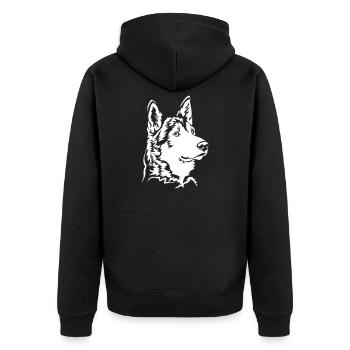Tamaskan Head "Black Edition" - Unisex Premium Organic Zip Hoodie - black - Back - Nico (187cm)