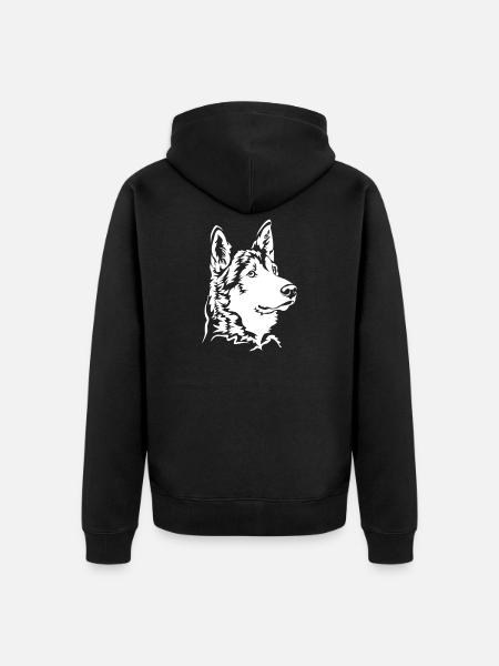 Tamaskan Head "Black Edition" - Unisex Premium Organic Zip Hoodie - black
