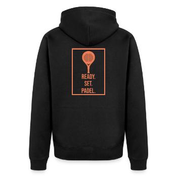 Déclaration sportive du joueur de tennis de raquette Padel - Veste à capuche bio Premium Unisexe - noir - Dos - Nico (187cm)