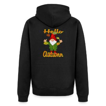 Herbst Wichtel - Unisex Premium Bio Zip Hoodie - Schwarz - Hinten - Nico (187cm)