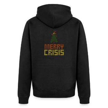 Merry Crisis - Der Baum brennt - Unisex Premium Bio Zip Hoodie - Schwarz - Hinten - Nico (187cm)