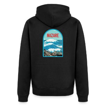 Nazaré au Portugal: Surfers & Grandes Vagues - Veste à capuche bio Premium Unisexe - noir - Dos - Nico (187cm)