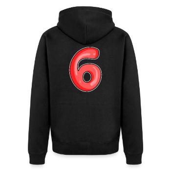 Number 6 Number - Unisex Premium Organic Zip Hoodie - black - Back - Nico (187cm)