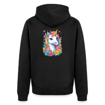 Licorne mignonne - Veste à capuche bio Premium Unisexe - noir - Dos - Nico (187cm)