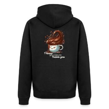 Coffee Mug Funny Gift - Unisex Premium Organic Zip Hoodie - black - Back - Nico (187cm)