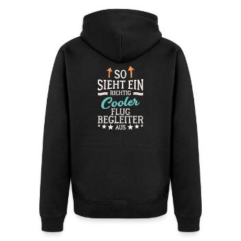 So sieht ein richtig cooler Flugbegleiter aus - Unisex Premium Bio Zip Hoodie - Schwarz - Hinten - Nico (187cm)