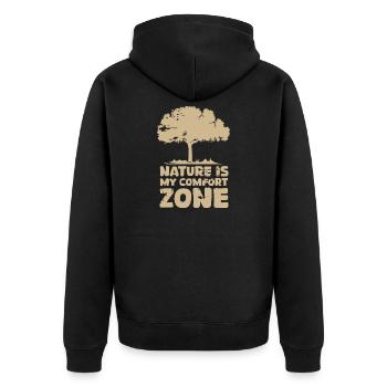 Oak Tree Forest Comfort Zone Nature Symbol Logo - Unisex Premium Organic Zip Hoodie - black - Back - Nico (187cm)