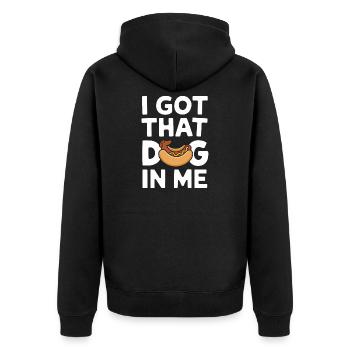 Lustiger Hot Dog Dackel - Unisex Premium Bio Zip Hoodie - Schwarz - Hinten - Nico (187cm)