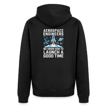 Aerospace Engineer Rocket Launch Humor - Unisex Premium Bio Zip Hoodie - Schwarz - Hinten - Nico (187cm)