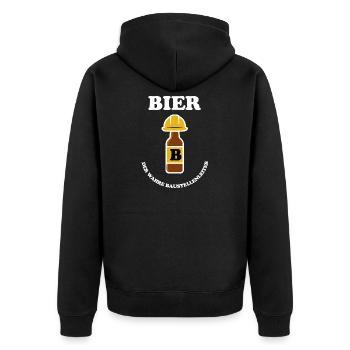 BIER - Unisex Premium Bio Zip Hoodie - Schwarz - Hinten - Nico (187cm)