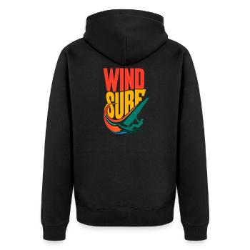 Design vibrant de planche à voile pop art - Veste à capuche bio Premium Unisexe - noir - Dos - Nico (187cm)